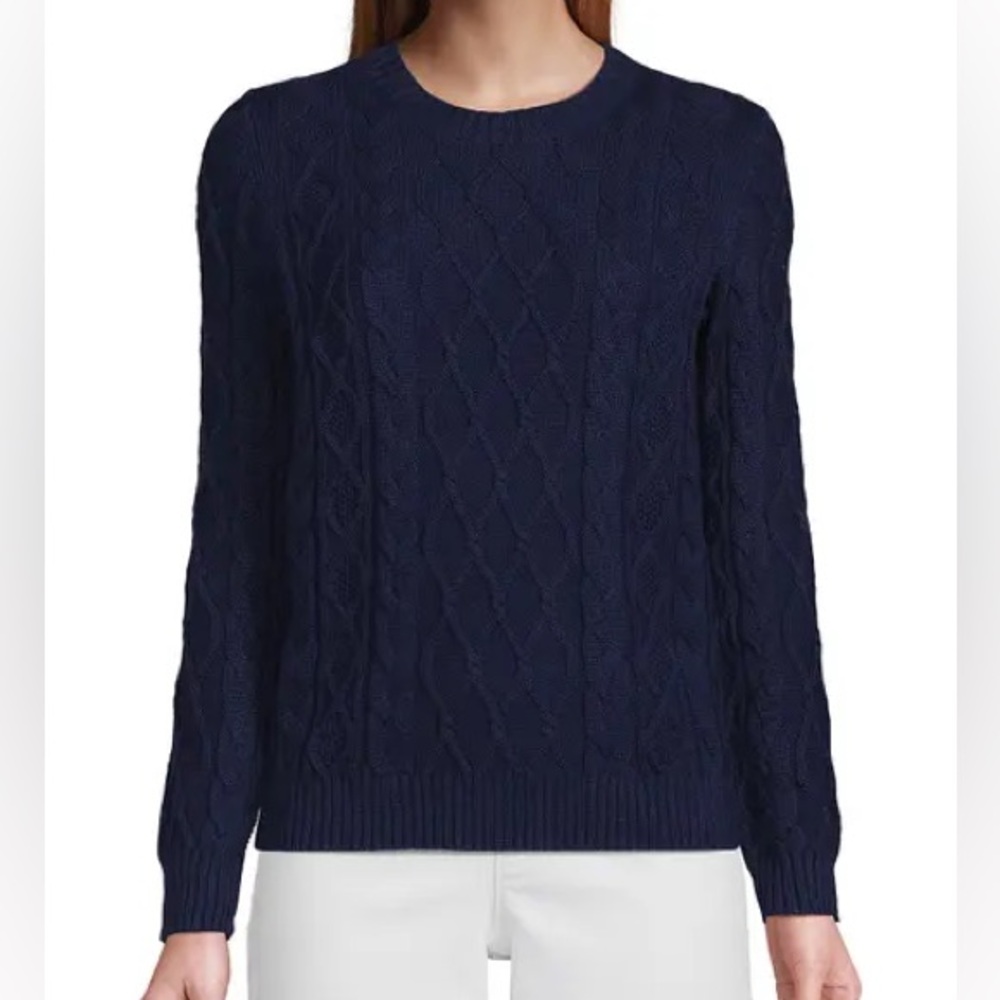 Land’s End Navy Blue Cable Knit Sweater